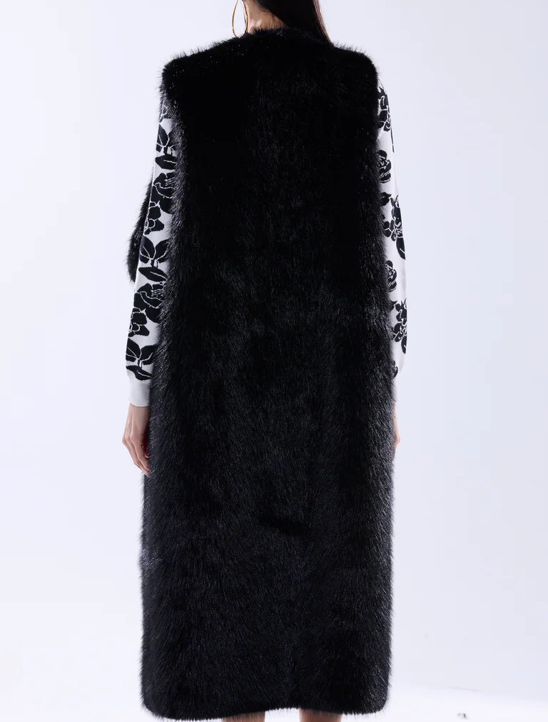 Black faux fur vest