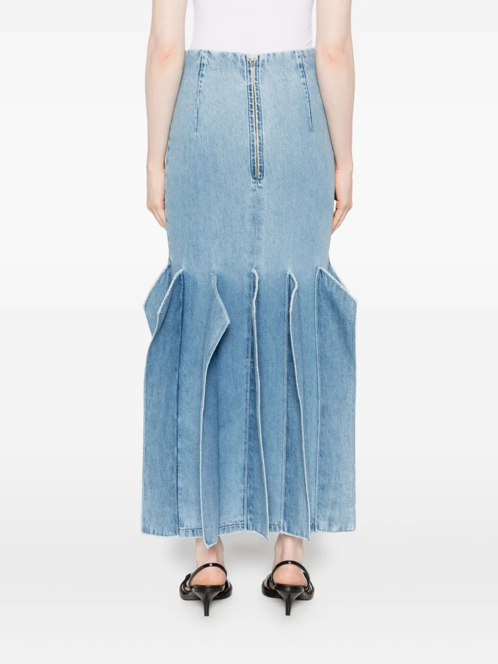 Structured Hem Mid-Length Denim Skirt