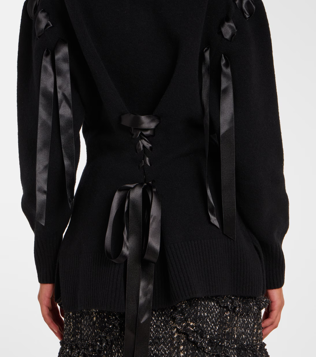 Embellished wool-blend cardigan+Velvet cloud skirt