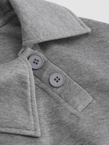 Asymmetrical Neck Long Sleeve Sweatshirt with Cinched Waist
