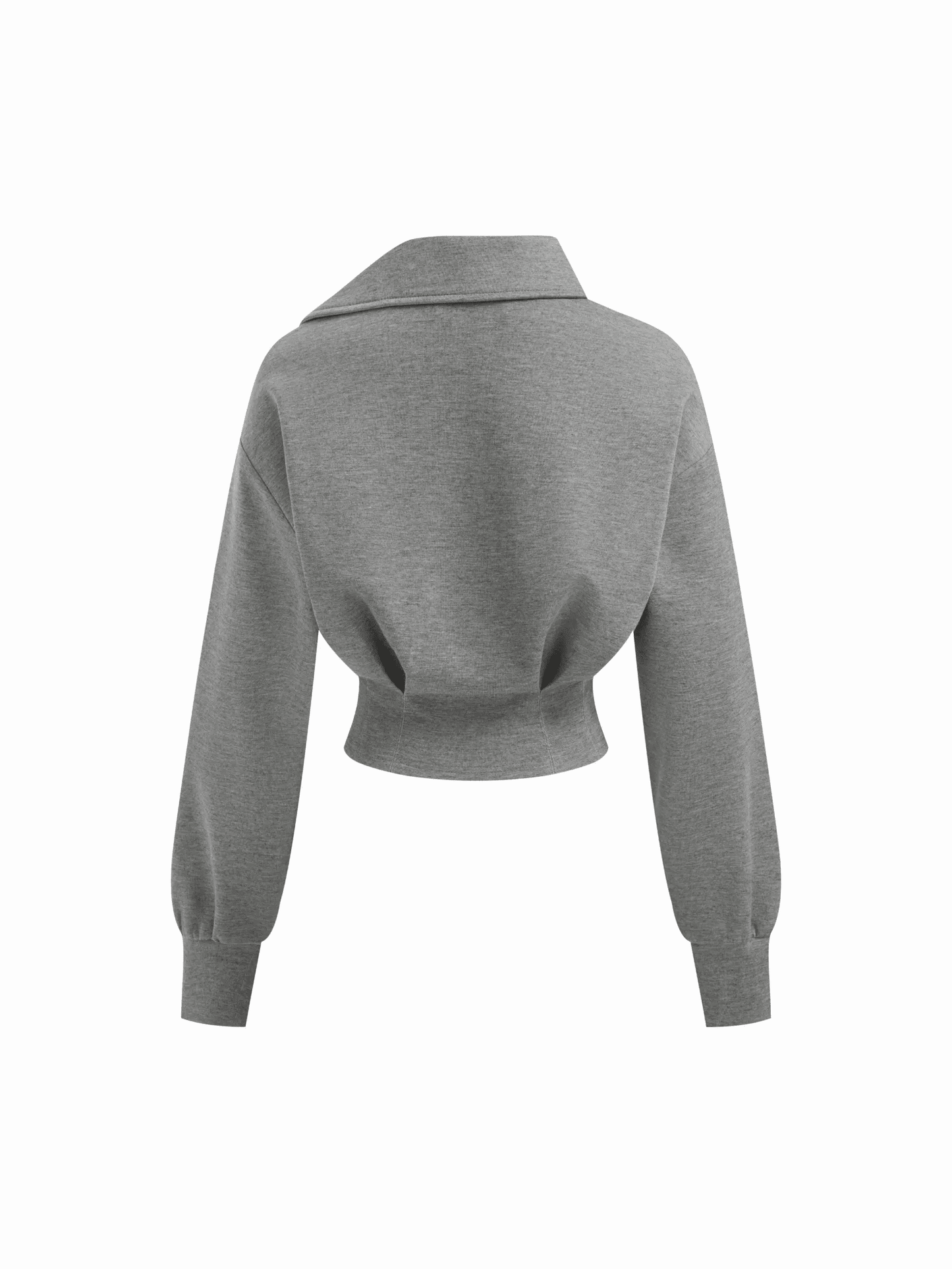 Asymmetrical Neck Long Sleeve Sweatshirt with Cinched Waist