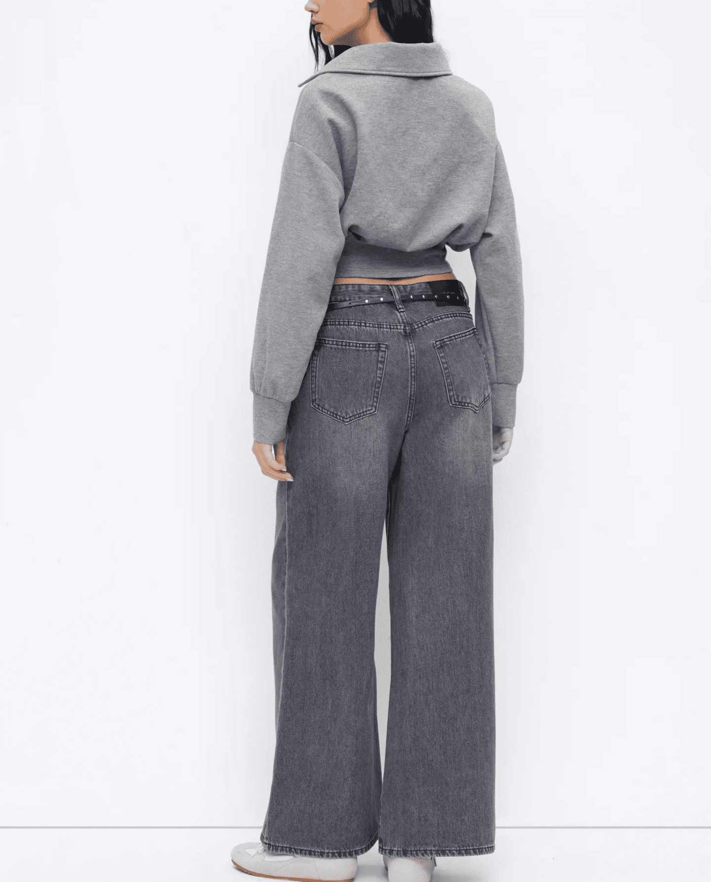 Asymmetrical Neck Long Sleeve Sweatshirt with Cinched Waist