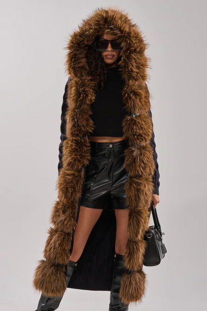 Warm Long-Length Knit Fleece Cardigan