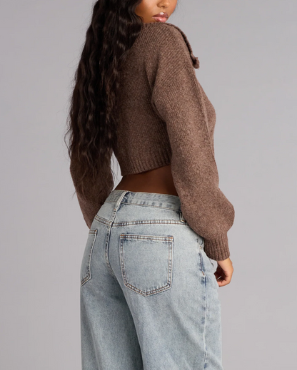 Double-Layer Collar Knit Sweater