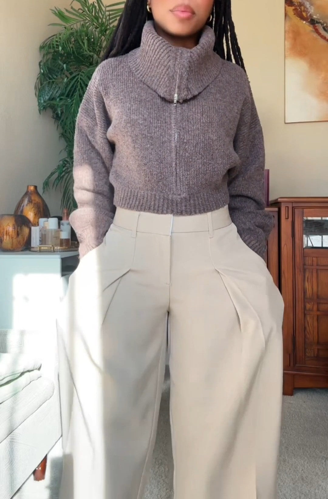 Double-Layer Collar Knit Sweater