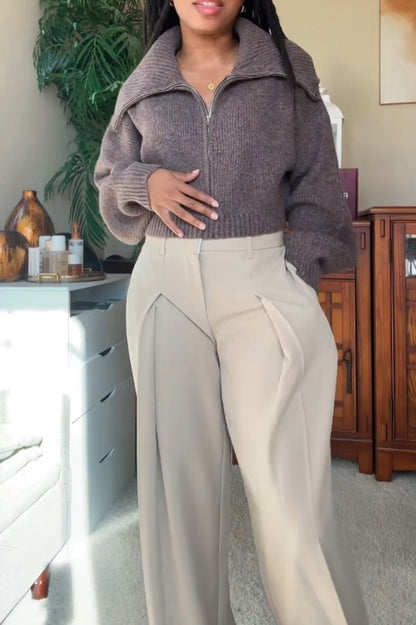 Double-Layer Collar Knit Sweater