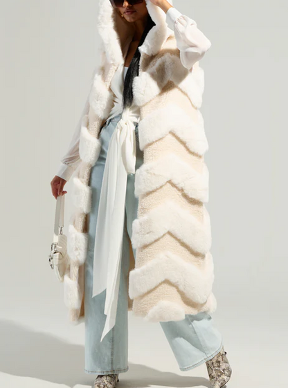Blended-fiber faux fur vest