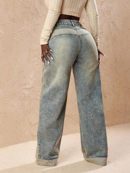 Front-buttoned pocket casual jeans
