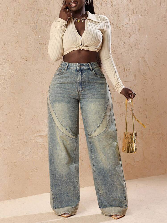 Front-buttoned pocket casual jeans