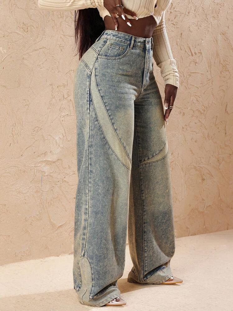 Front-buttoned pocket casual jeans
