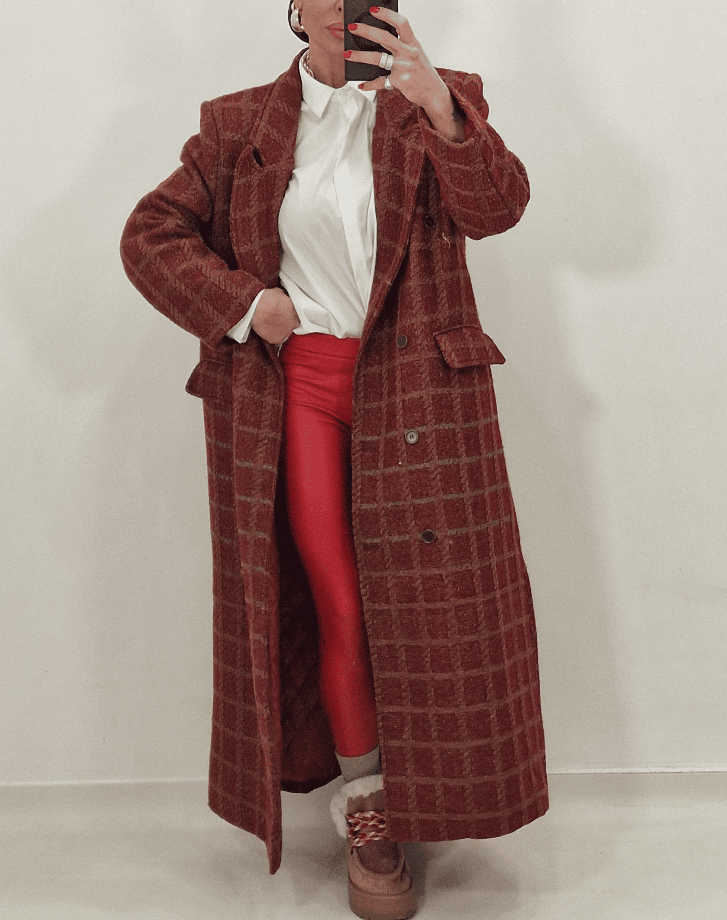 New Red Plaid Coat