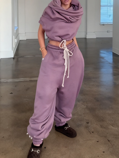 Capped Sleeve Drawstring Waist Two Pieces Set