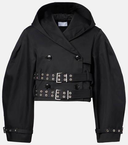 Belted cropped cotton jacket