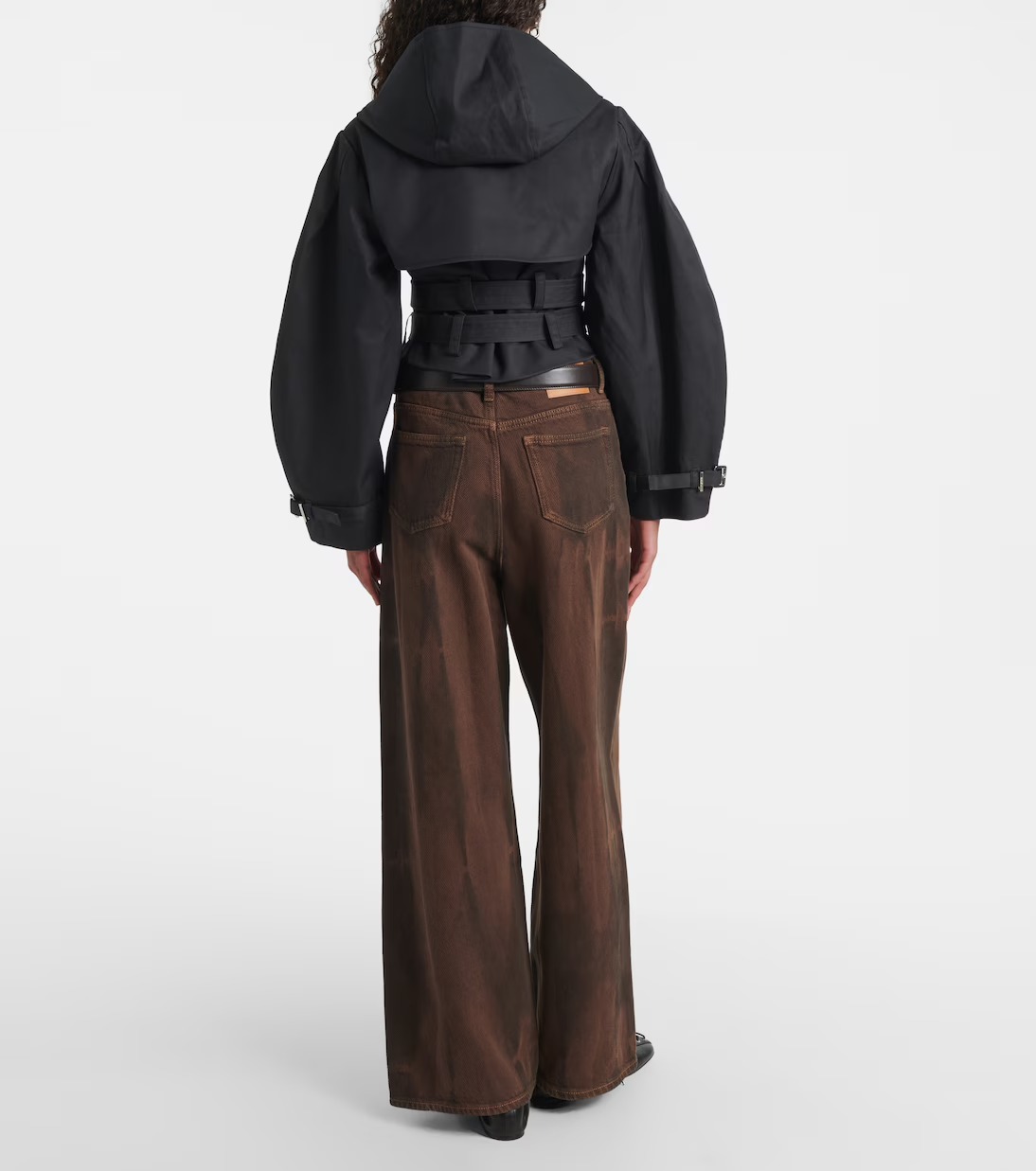 Belted cropped cotton jacket