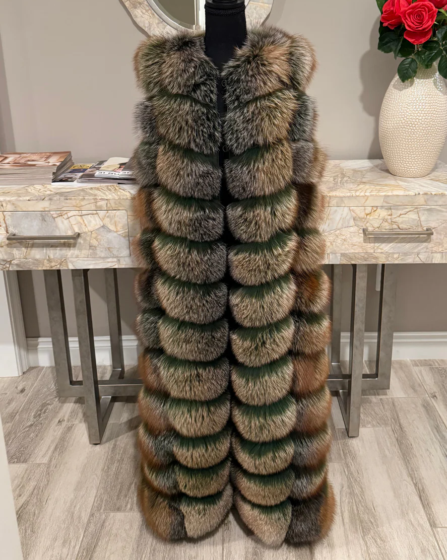Sleeveless Long Fur Coat