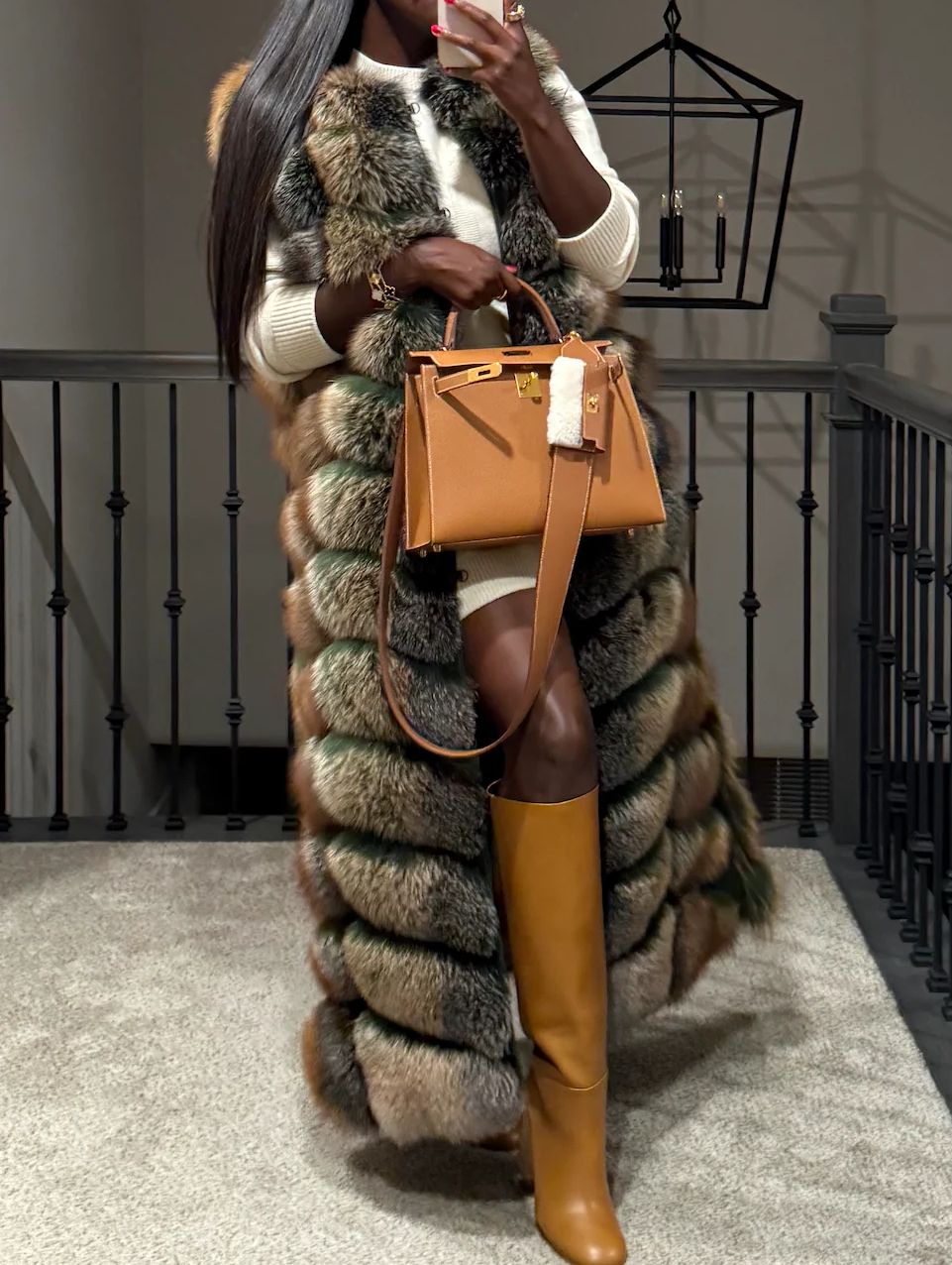 Sleeveless Long Fur Coat