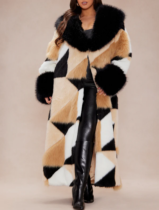 Multi-color fur coat