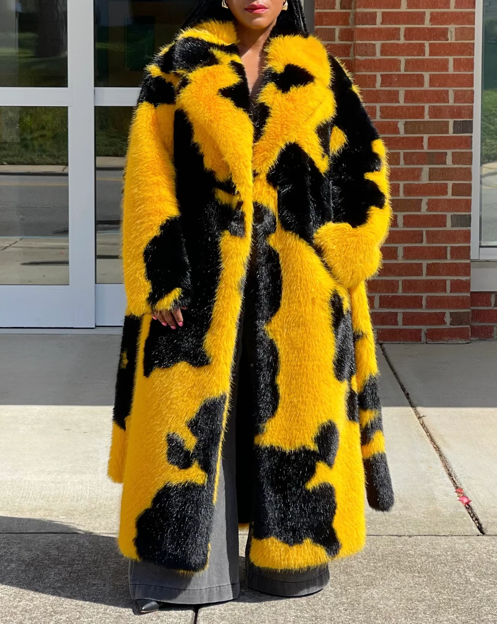 Spotted faux fur coat