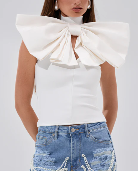 White bow blouse