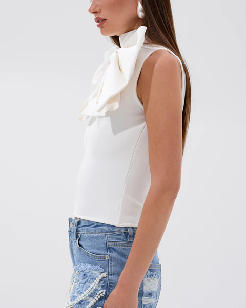White bow blouse