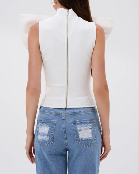 White bow blouse
