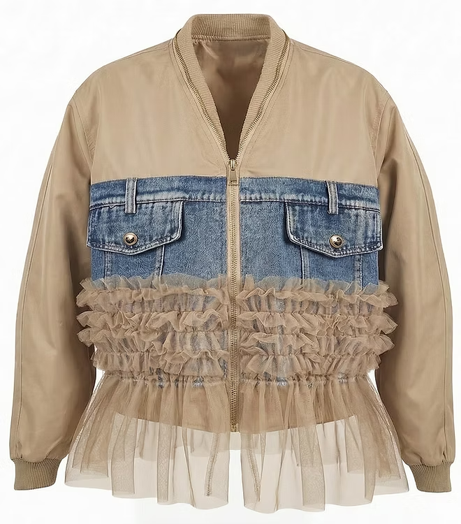 Peplum Denim Contrast Jacket