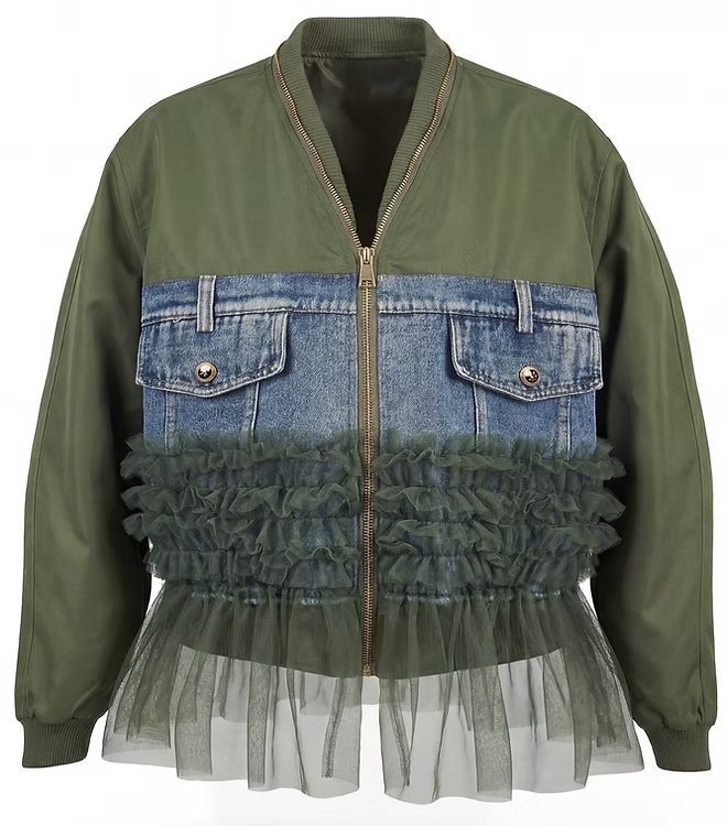 Peplum Denim Contrast Jacket