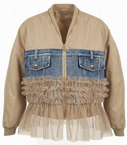 Peplum Denim Contrast Jacket