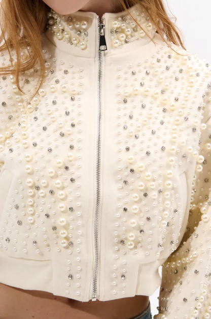 Pearl-embellished coat