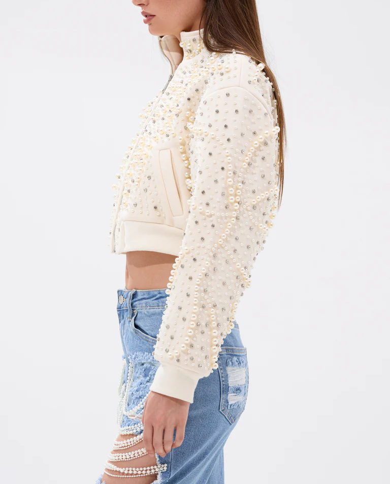 Pearl-embellished coat
