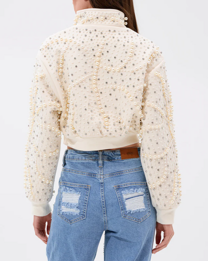 Pearl-embellished coat