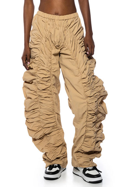 Pleated Nylon Wide-Leg Pants