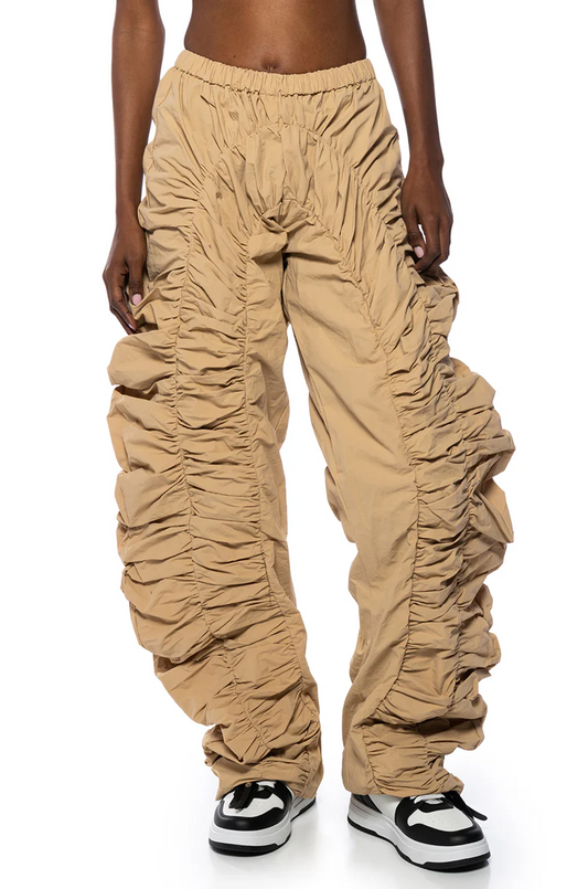 Pleated Nylon Wide-Leg Pants