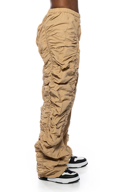 Pleated Nylon Wide-Leg Pants