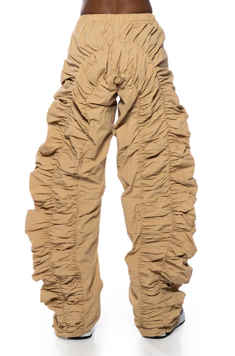 Pleated Nylon Wide-Leg Pants