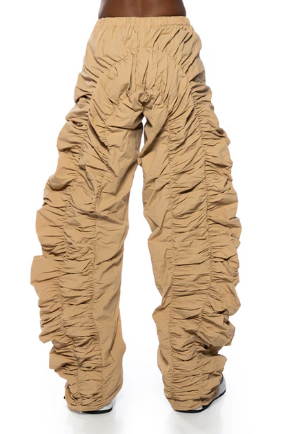 Pleated Nylon Wide-Leg Pants