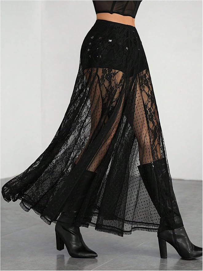 Sheer Lace Maxi Skirt