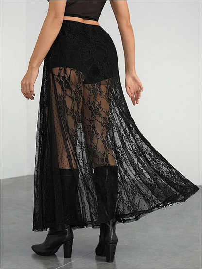 Sheer Lace Maxi Skirt