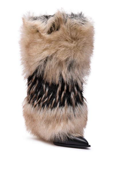 Black fur sandals