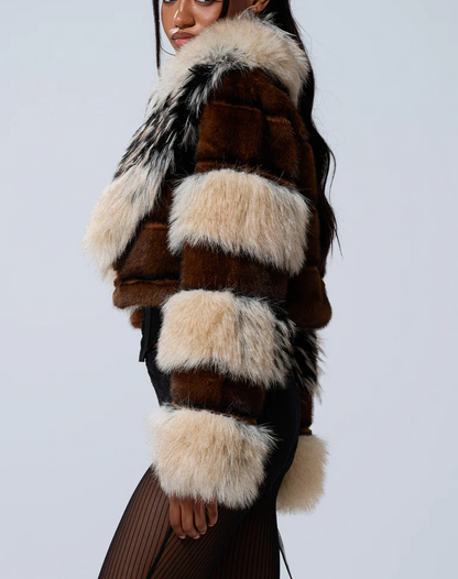 Cropped faux fur jacket