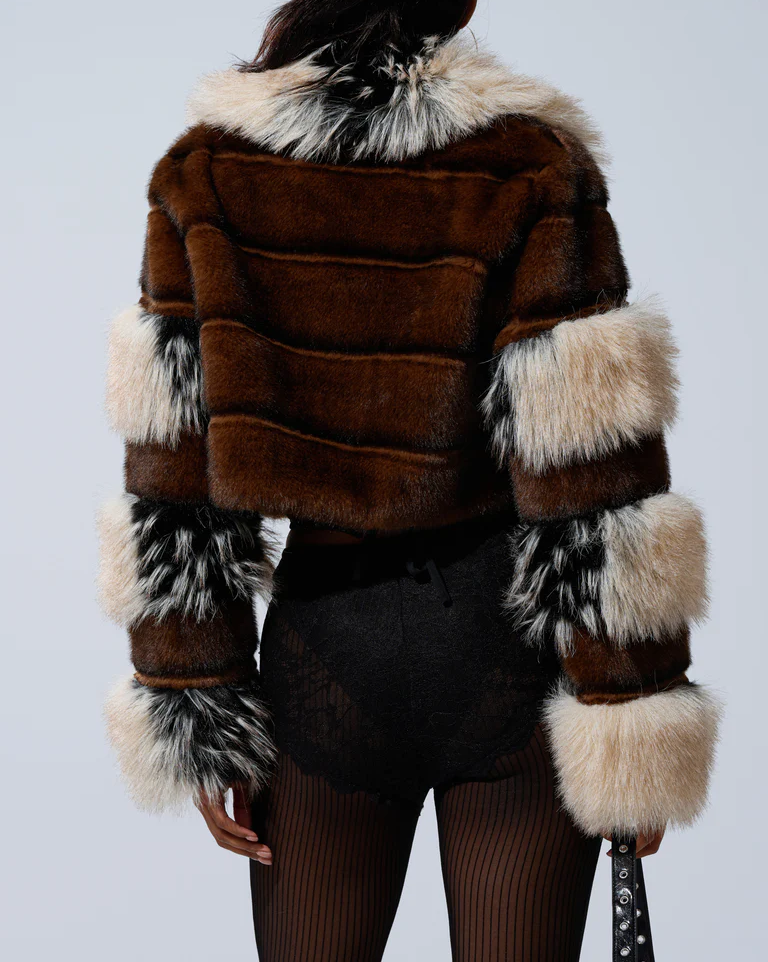 Cropped faux fur jacket