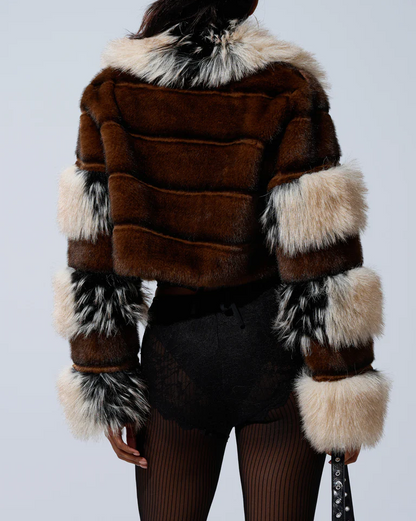 Cropped faux fur jacket