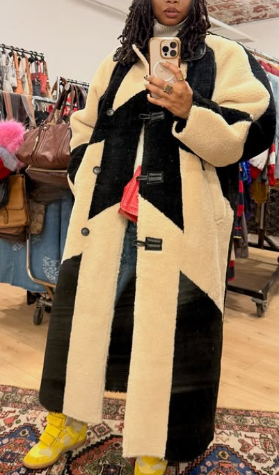 Leather-Lined Wool Long Coat