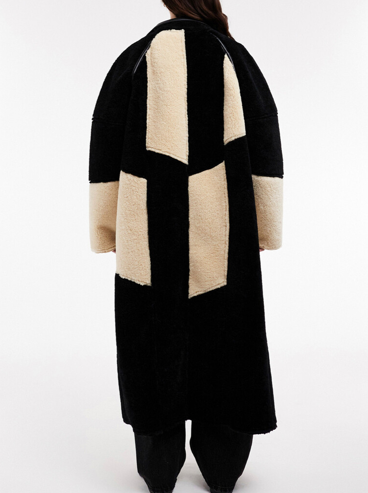 Leather-Lined Wool Long Coat