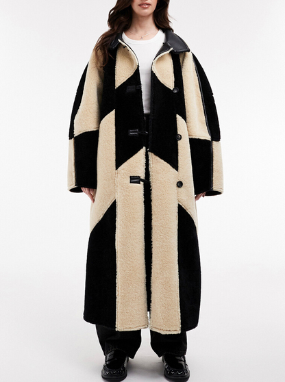 Leather-Lined Wool Long Coat