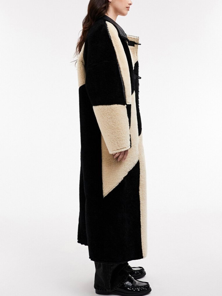 Leather-Lined Wool Long Coat