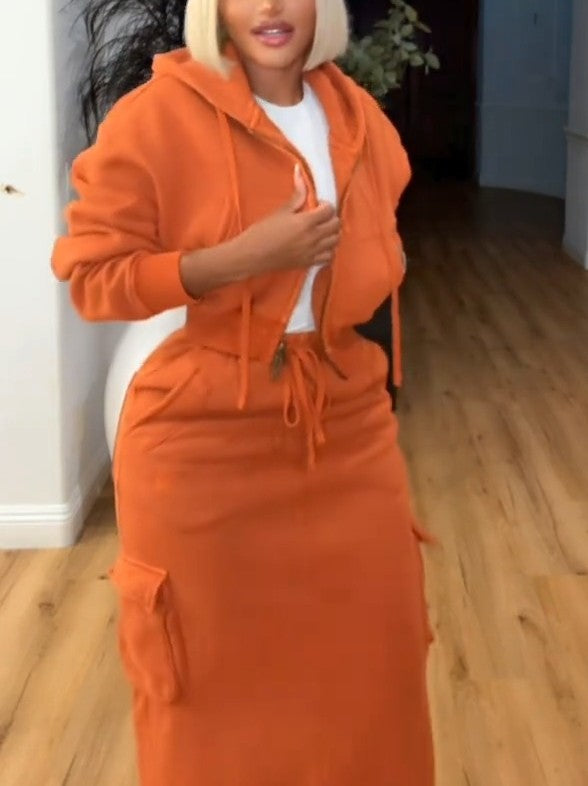 Cargo Hoodie and Cargo Skirt Set