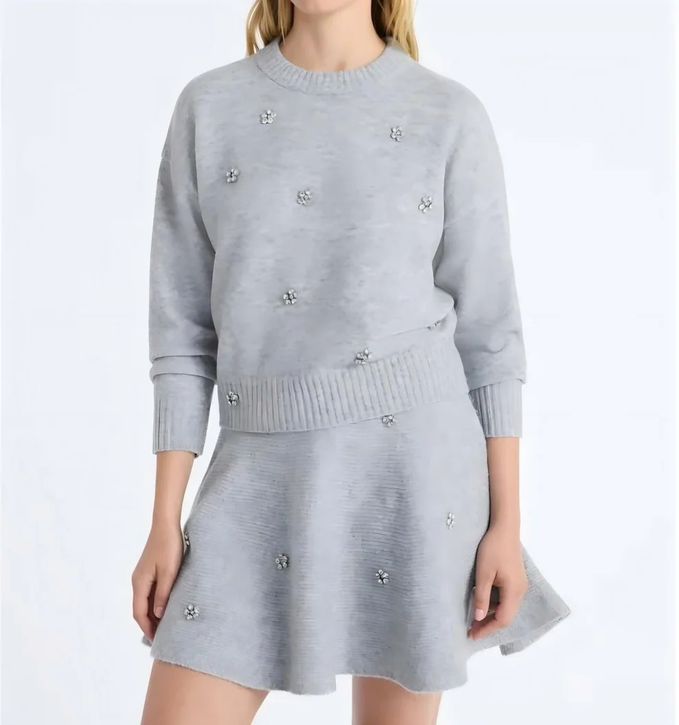 Crystal-embellished sweater dress set