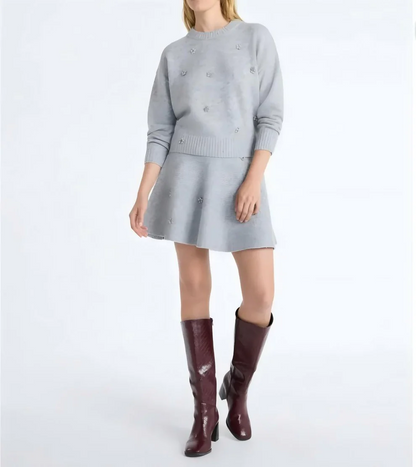 Crystal-embellished sweater dress set