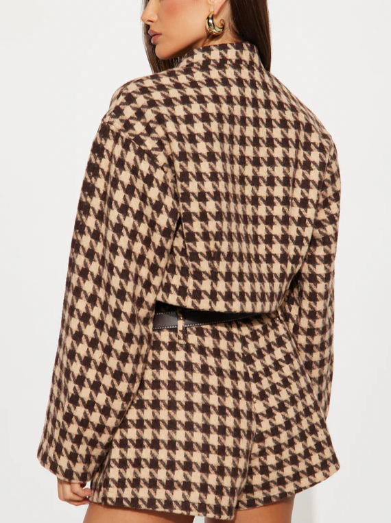 Belts Checkered Jacket Short Set